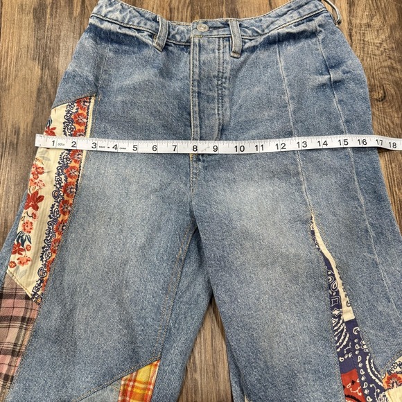 Free People We The Free Cortez Pieced Jeans Women's 25 Multi Patchwork Flare - Picture 11 of 16